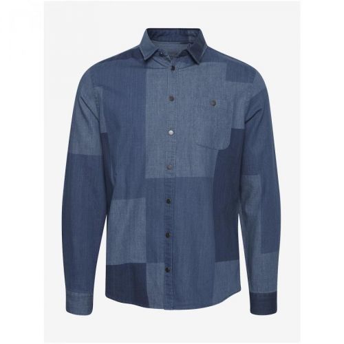 Modrá džínová kostkovaná košile Blend - Pánské