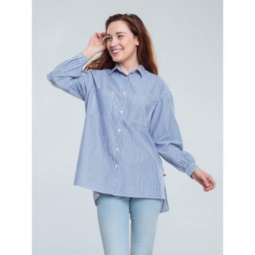 Big Star Woman's Longsleeve Shirt 145703 Navy Blue-424