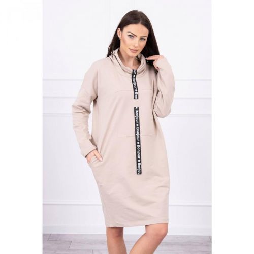 Dress with tie light beige