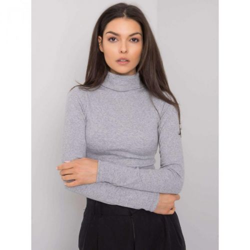 RUE PARIS Ladies' gray melange ribbed turtleneck