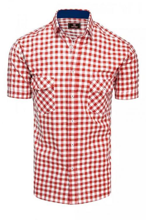 White and red men's shirt with short sleeves Dstreet KX0954