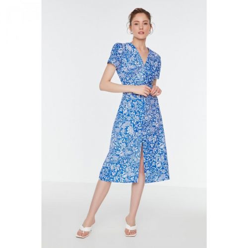 Trendyol Blue Patterned Shirt Dress