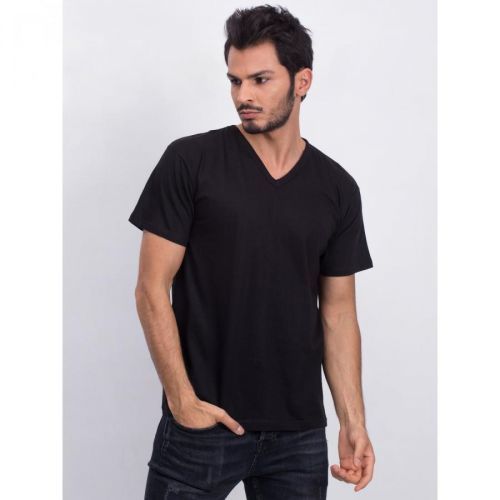 Black V-neck male T-shirt