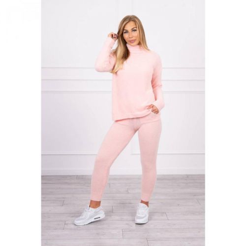 Alpaca sweater set two-piece powdered pink