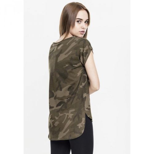 Ladies Camo Back Shaped Tee olive camo