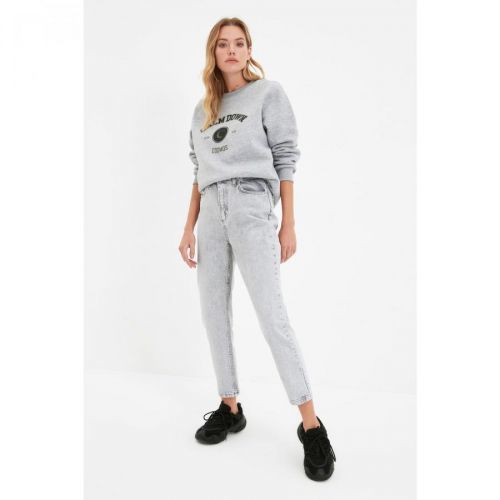 Trendyol Gray High Waist Mom Jeans