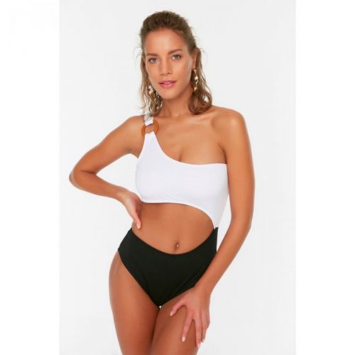 Trendyol Black and White Color Block Swimsuit