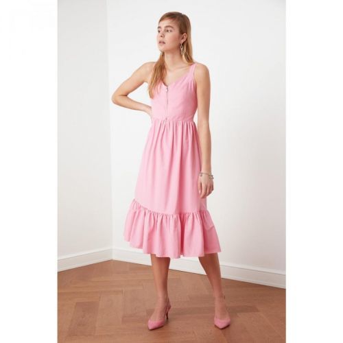Trendyol Pink Gipe Detailed Zipper Dress