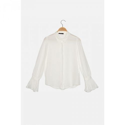 Trendyol Ecru Petite Sleeve Detailed Shirt
