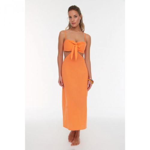 Trendyol Orange Cut Out Lace Detailed Dress