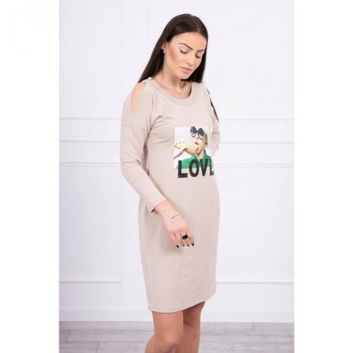 Dress with Love print beige