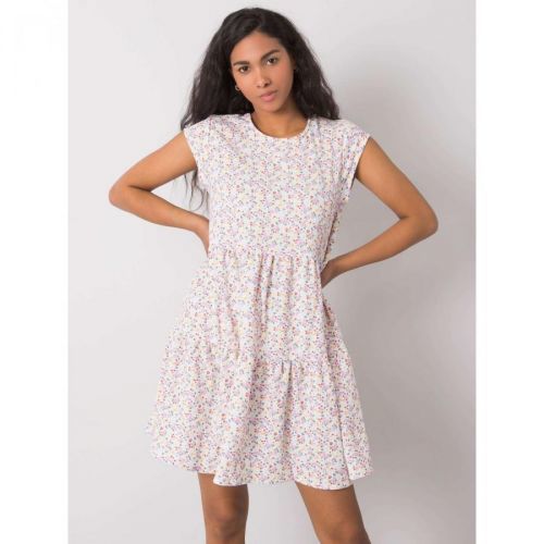 STITCH & SOUL White patterned dress with a frill