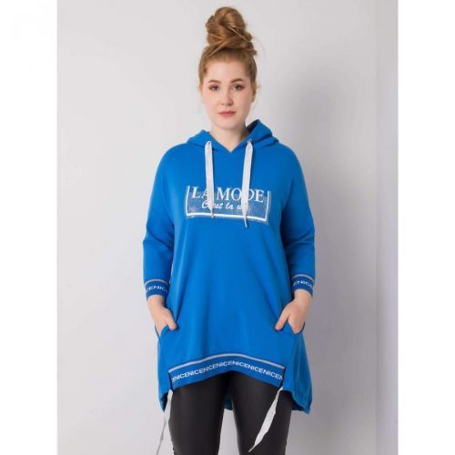 Dark blue ladies plus size sweatshirt with pocket