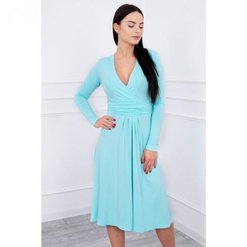 Dress cut under the bust, long sleeve mint