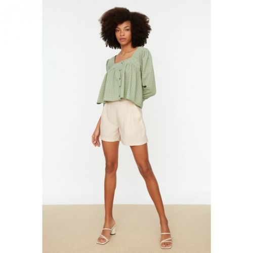 Trendyol Beige High Waist Shorts & Bermuda