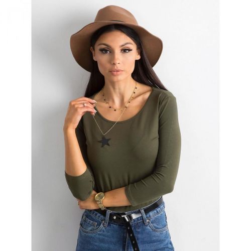 Basic blouse in khaki cotton