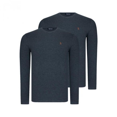 DUAL SET T8588 DEWBERRY ROUND COLLAR MEN'S SWEATSHIRT-ANTHRACITIS-ANTHRACITIS