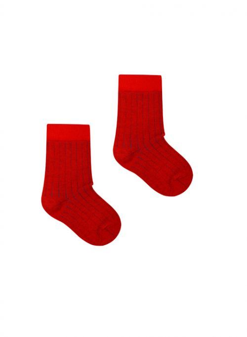 Kabak Socks Kids Classic Ribbed Red/Navy Blue