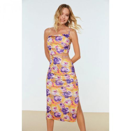 Trendyol Multicolored Floral Patterned Ruffle Detailed Dress