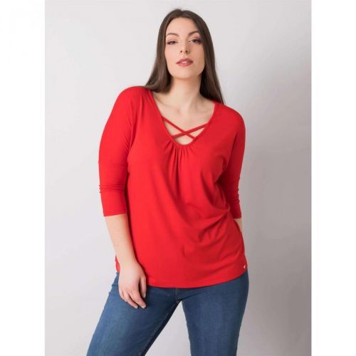 Plus size red viscose blouse