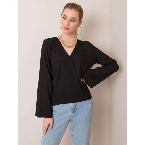 RUE PARIS Black blouse with long sleeves