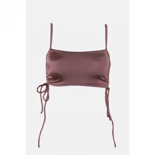 Trendyol Brown Pleated Bikini Top