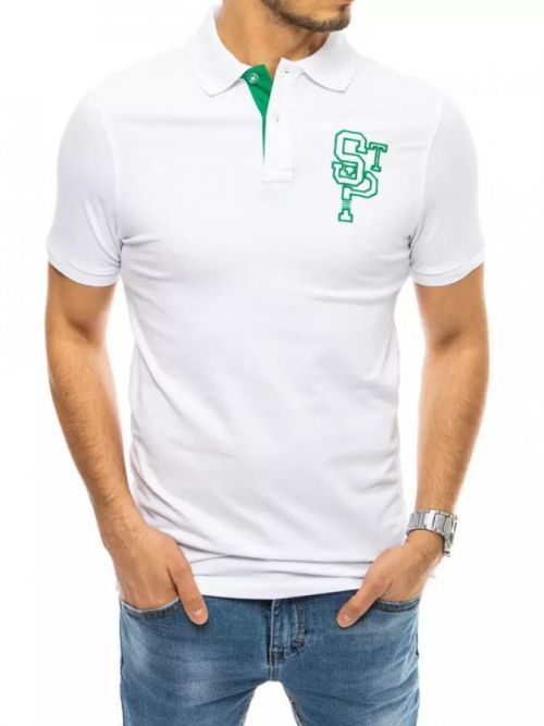 Men's white polo shirt with embroidery Dstreet PX0439