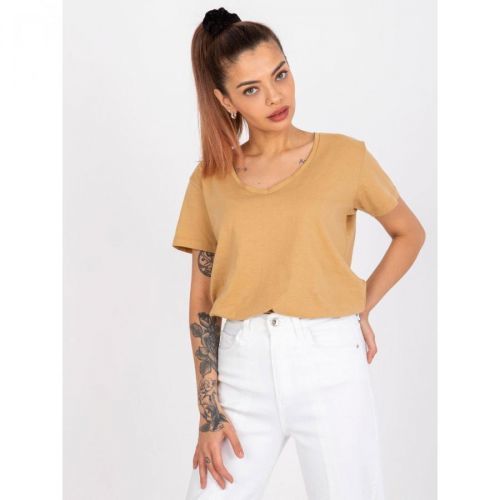 Beige women's basic T-shirt Salina