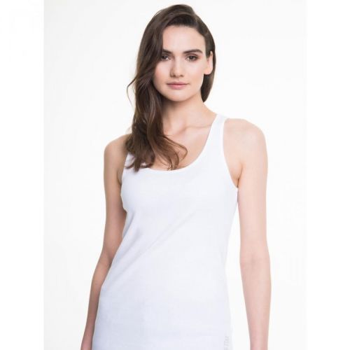 Big Star Woman's Singlet T-shirt 150048 Cream Knitted-101