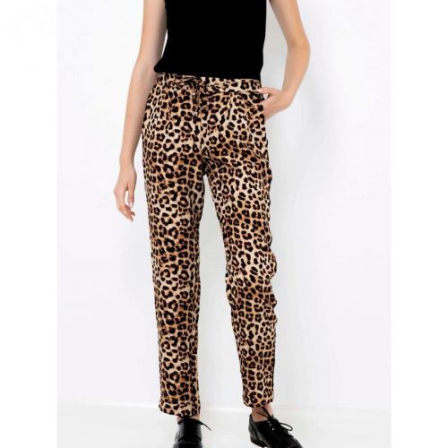 Béžové kalhoty s leopardím vzorem CAMAIEU - Dámské