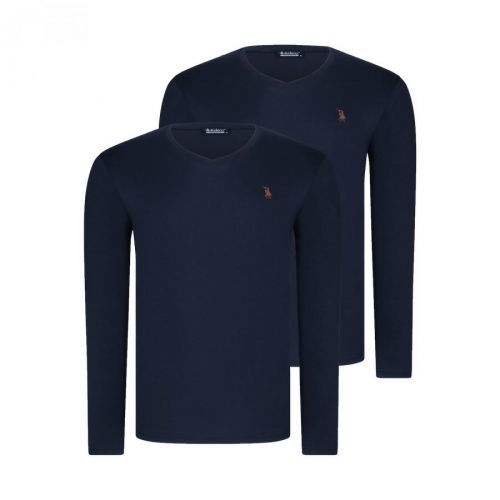 DUAL SET T8587 DEWBERRY V COLLAR MEN'S SWEATSHIRT-LACİVERT-LACİVERT