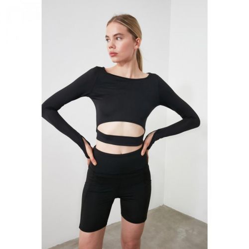 Trendyol Black Cut Out Detailed Crop Sport Blouse