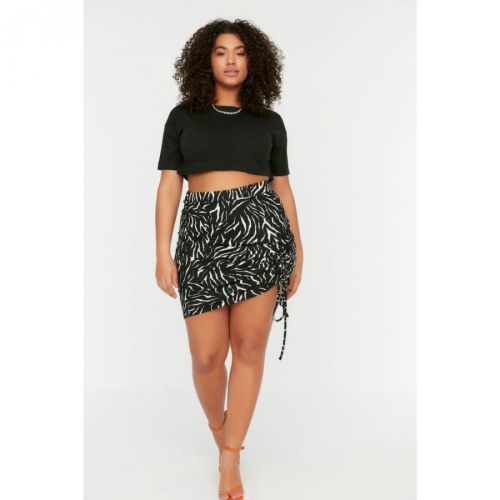 Trendyol Curve Multicolor Pleated Knitted Skirt