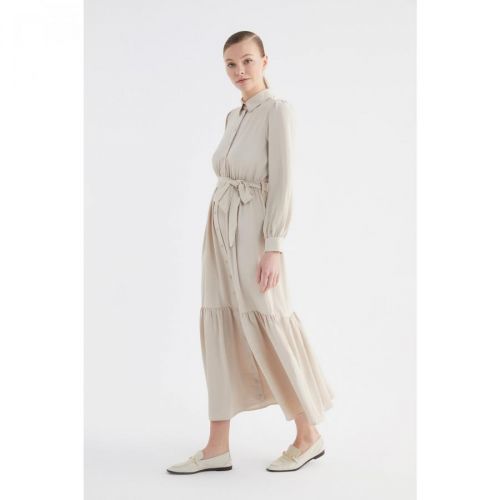 Trendyol Beige Shirt Collar Dress
