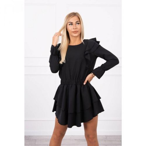 Dress with vertical flounces black