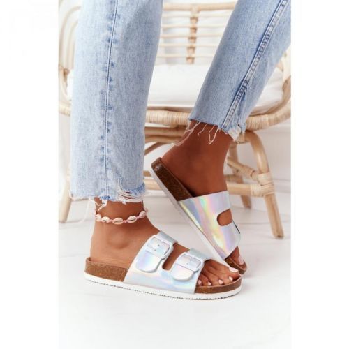 Leather Profiled Slippers Big Star HH274895 Silver