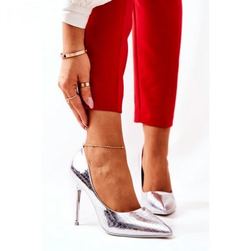 Snake Pattern Stilettos Silver Tissoria