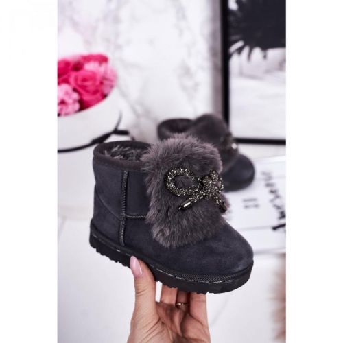 Children's Snow Boots Insulated With Fur Suede Grey Amelia
