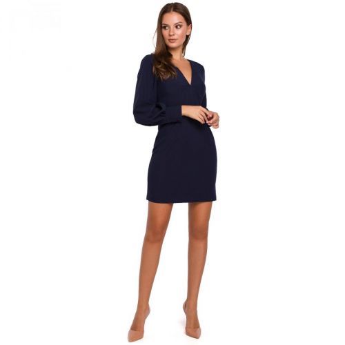 Makover Woman's Dress K027 Navy Blue