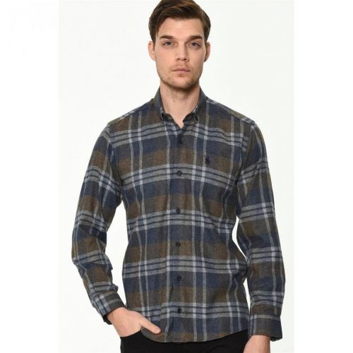 G709 DEWBERRY MEN'S SHIRT-COFFEE-NAVY BLUE