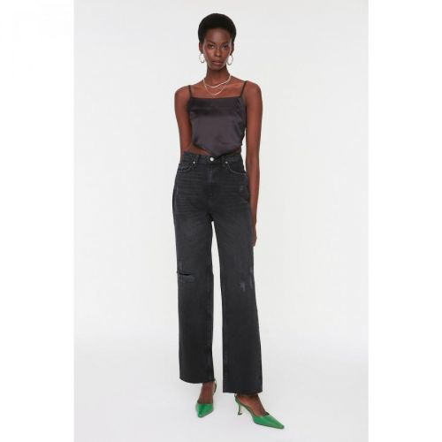 Trendyol Black Ripped Detailed High Waist 90's Wide Leg Jeans