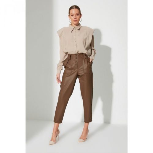 Trendyol Brown Front Buttoned Trousers