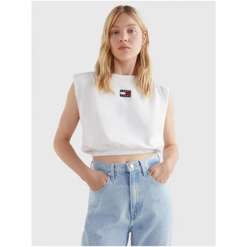 Bílé dámské cropped tričko Tommy Jeans - Dámské