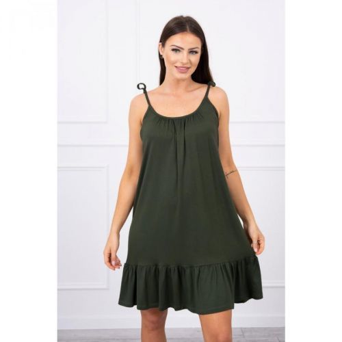 Dress with thin straps khaki