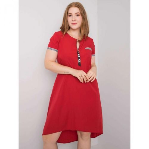 Red plus size cotton dress
