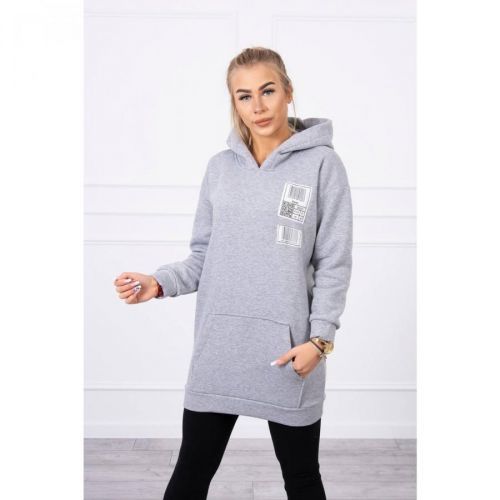 Hooded sweatshirt with patches gray