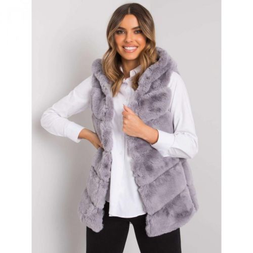OCH BELLA Gray women's vest with a hood