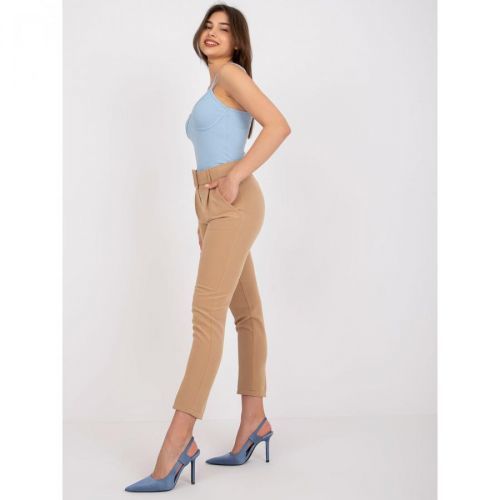 Camel fabric trousers with a Giulia belt