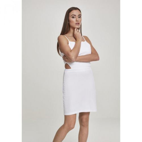 Ladies Short Spaghetti Pique Dress white