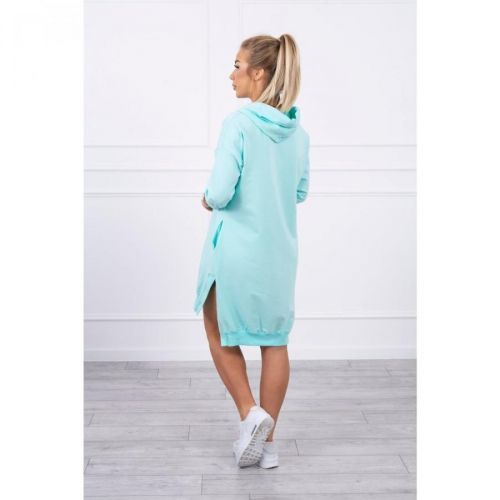 Dress with a hood and longer back mint